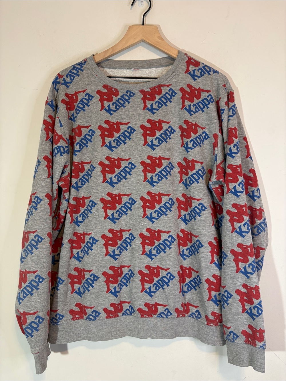 Kappa Men's Authentic Iconic All Over Logo Silhouette Print Crewneck Sweatshirt